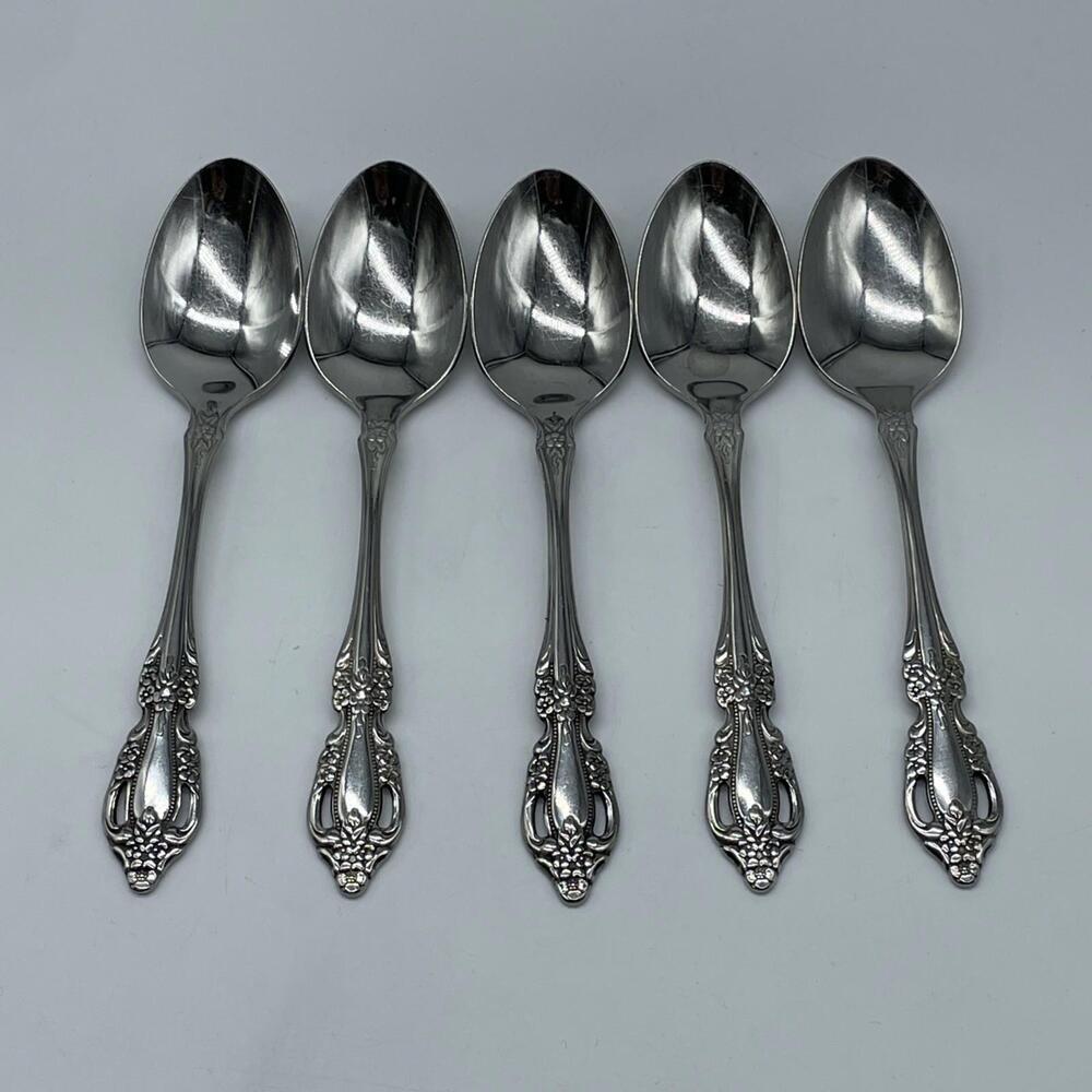 5 Oneida Raphael Teaspoons Spoons Distinction Deluxe Stainless Flatware Set Lot